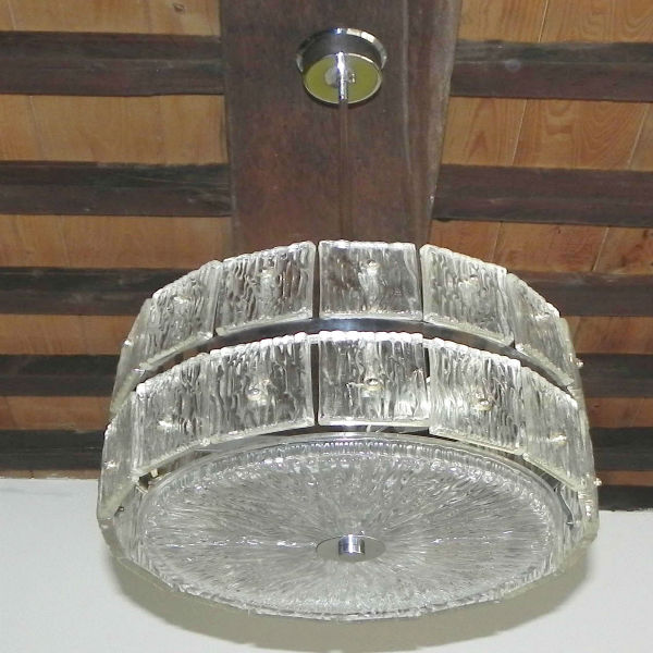 Suspension en verre structuré et chrome - Années 70 - Kalmar (Austria) : 