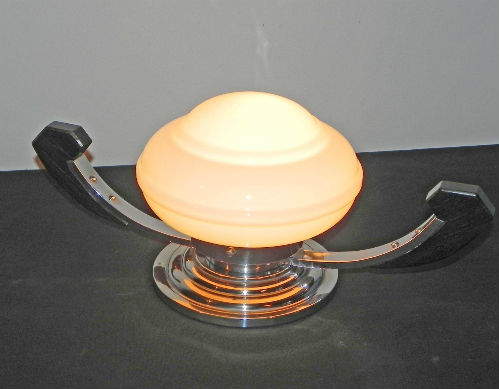 lampe a poser verre palissandre laiton nickelé