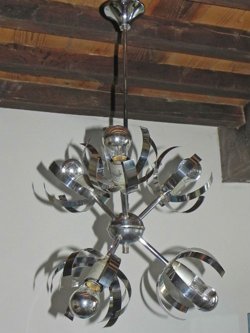 suspension design fleur acier chromé