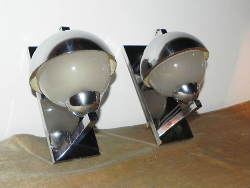 french minimalist wall sconces chromed brass and glass